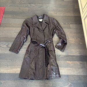 Outer Edge Glossy purple  Dark Brown Trench Coat